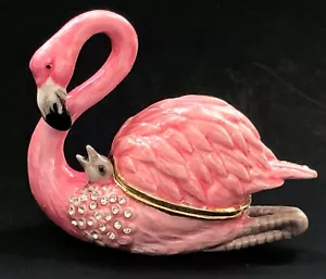 Fenicottero Trinket Box Madre con Bambino Pulcino Uccellino Cristalli Austriaci Figura Ciel Nuovo - Foto 1 di 8