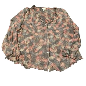 J. Jill donna con bottoni multicolore taglia PL 100% rayon manica lunga - Foto 1 di 12