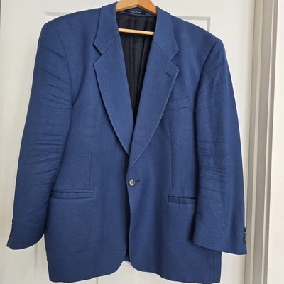 VTG Bachrach Men's Blazer Jacket Blue Pure Wool 1 Button Luxury Sport Coat Torn - Image 1 of 4