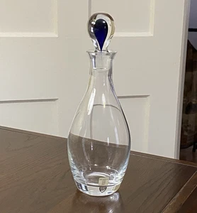 Orrefors Schweden Intermezzo Dekanter blau Träne Stopfen - signiert, Aufkleber - Bild 1 von 16