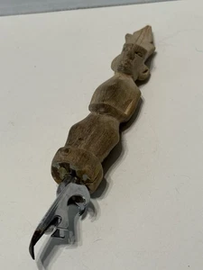 Vintage African Tribal Mask Figure Hand Carved Wood Bottle Opener - Picture 1 of 5