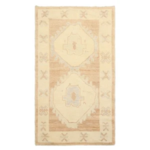 LoomBloom 3x5 Hand Knotted Wool Brown Oushak Transitional Rug - Picture 1 of 5