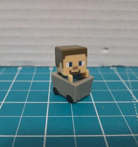 Minecraft Minifigure Mini Figure 1" Netherrack Series 3 Steve In Minecart - Picture 1 of 2