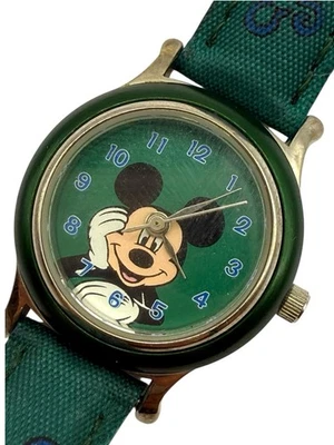 Disney Store Mickey Mouse Watch New Battery Green Band Mickey Heads - Image 1 of 4