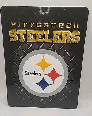 Letrero de pared con licencia de la Liga de los Pittsburgh Steelers NFL 8,5x11 logotipo lateral en excelente estado Estado Foto 1 de 3