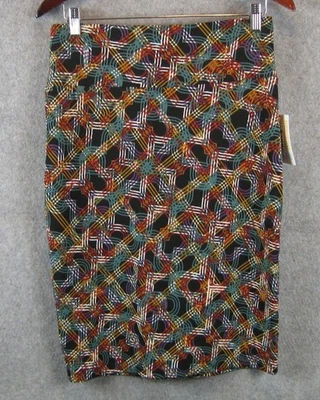 Falda Lápiz LuLaRoe Elástica Cassie Talla Mediana Negra Estampado Multi Geométrico Nueva con Etiquetas Foto 1 de 4