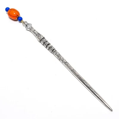 Turquesa Naranja Piedras Preciosas Plata de Ley 925 Hecho a Mano Joyería Pin para el Cabello Stud j14 Foto 1 de 4