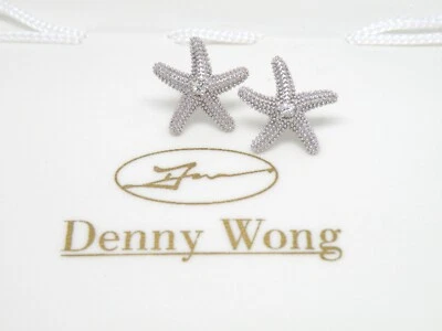 Auténticos Pendientes Denny Wong Plata Preciosa Estrella de Mar, Zafiro Blanco Foto 1 de 4
