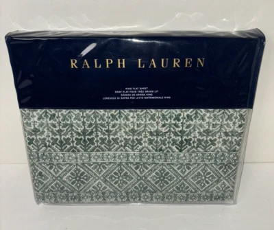 Ralph Lauren Notting Hill Eaton King Flat Sheet Green Multi Cotton - Image 1 of 4