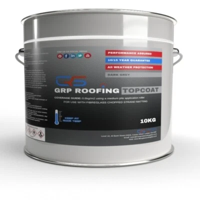 COMPOSITE ROOF SUPPLIES 10kg GRP Fibreglass Roofing Topcoat Dark Grey