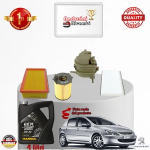 Kit De Mantenimiento Filtros + Aceite Peugeot 307 1.6 HDi 66KW 90CV Desde 2010 - Imagen 1 de 2