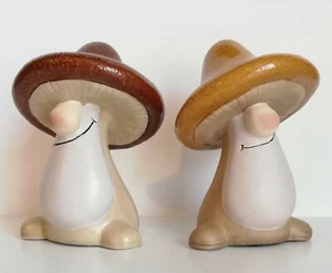 zwei lustige Keramik Pilze für Garten Terrasse Balkon Geschenk 15 cm Deko NEU - Bild 1 von 1