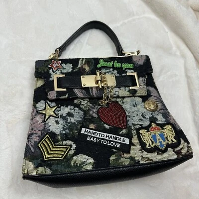 Aldo темно цветочный парчи обивка нашивка Messenger сумочка сумка золото оборудование - Изображение 1 из 4