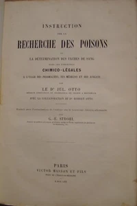 OTTO Jul. - INSTRUCTION SUR LA RECHERCHE DES POISONS - 1869 - Picture 1 of 6