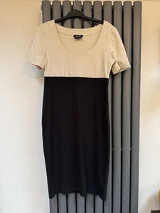 isabel de pedro impresionante vestido de noche de fiesta negro y crema talla 14 - Imagen 1 de 3