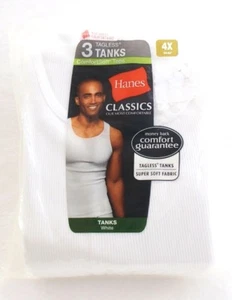 Hanes White Ribbed Cotton Tank Shirt 3 in Package New in Package Men's  - Picture 1 of 1