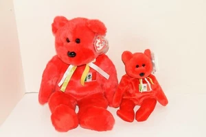 Lot of 2 Ty Beanie Buddy and Beanie Baby Osito Red Bears Retired With Tags - Picture 1 of 5