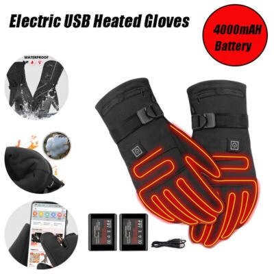Electric USB Heated Gloves Rechargeable Touch Screen Men Motorcycle Warm Gloves - Image 1 of 4