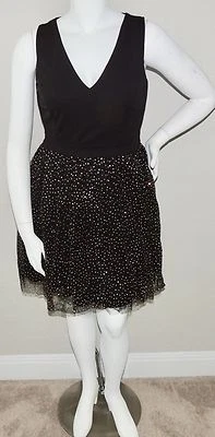 Vestido de Fiesta Symphony Negro y Dorado Brillo Tul Plus 1XL 2XL 3XL - ¡Nuevo! Foto 1 de 4