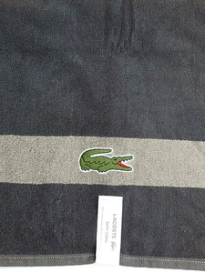 LACOSTE CROCODILE LOGO BATH TOWEL GRAY  30" x 52" NEW AUTHENTIC - Picture 1 of 3