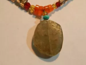 Collana vintage firmata EMILY RAY sterling, perle di vetro e pietre preziose 15" - Foto 1 di 7
