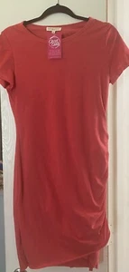 Women’s Boutique Closet Candy Nothing Better Coral T- Shirt Dress M Medium NWT - Picture 1 of 5