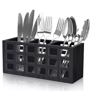 Ayiaren Farmhouse Wooden Silverware Utensil Caddy Cutlery Holder Utensil Hold... - Picture 1 of 7