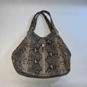 Michael Kors Handbag Leather Python Snake Shoulder Satchel Gold MK Hardware - Picture 1 of 13