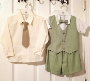 7 Pc LITO Lot - Boy’s Size 4T: 5 Pc Vest & Shorts Outfit and Lg Slv Shirt w Tie - Picture 1 of 9