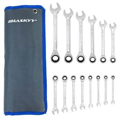 HASKYY Set chiavi a cricchetto 8-24 mm bocca ad anello anello bocca cricchetto chiave strumento