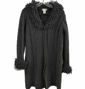 Deane & White Long Gray Sweater Coat Wool Cardigan Women’s Petite Medium EUC - Picture 1 of 9