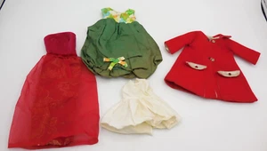Lot Vintage Barbie Clothes 3 Dress 1 Coat Handmade - Imagen 1 de 12