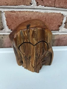 RICHARD ROTHBARD WOOD WOODEN STUMP HEART RING BOX Signed RR SUGARLOAF, NY MCM - Picture 1 of 16