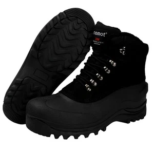 Men's Black Waterproof Winter Snow Boots Warm Outdoor Boots for Cold Weather - Picture 1 of 33