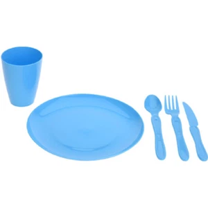 Picknick Geschirr 31-teilig Messer Gabel Löffel Gläser Teller Farben Zufällig - Bild 1 von 2