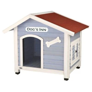 TRIXIE Dog House in Blue/White Wood Solid Pine 36.5" x 42" x 35.25" Shelter - Picture 1 of 6