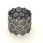 Vintage Sterling Silver Honeycomb Filigree Extra Wide Band Ring