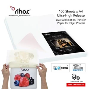 Papel de transferencia de sublimación de tinte A4 - 100 hojas para impresión por inyección de tinta - Rihac - Imagen 1 de 1