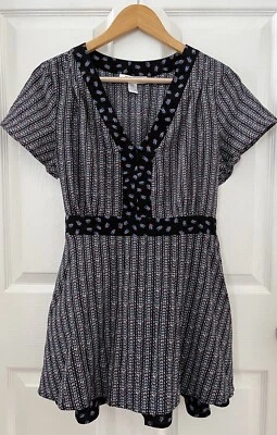 Motherhood Maternity Womens Sz M Multicolor Floral Cap Sleeve Tie Waist Blouse - Image 1 of 4