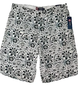 Chaps white/green/ blue flat front 100% cotton shorts Sz 34 NWT - Picture 1 of 5
