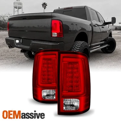 Fits 2009-2018 Dodge Ram 1500/2500/3500 Red Clear LED Tube Tail Light Brake Lamp - Image 1 of 4