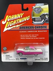 2002 Johnny Lightning American Chrome 1955 FORD CROWN VICTORIA pink white - Picture 1 of 3