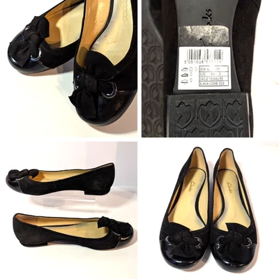 Clarks Cádiz Treasure Negro Arco Patente Puntera Plana, 6.5 D, Formal Combinación Slide Foto 1 de 4