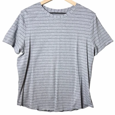 Camiseta Top Lululemon Love Crew Manga Corta Gris Rayas Foto 1 de 4