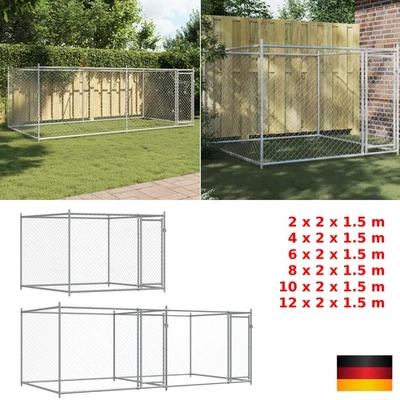 Outdoor Hundezwinger Hundehütte Hundehaus Käfig Silbern Verzinkter Stahl  - Bild 1 von 3