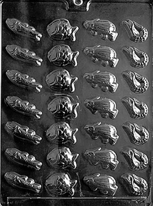 BS SMALL FISH PIECES Chocolate Candy Soap molds tiny shrimp fishes cupcakes - Picture 1 of 1