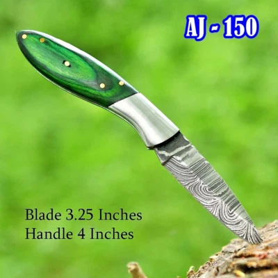 Handmade Forged Damascus Folding Blade Pocket knife -Pakka WoodT-actical Hunting - Image 1 of 4