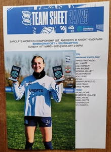 16.3.2025 BIRMINGHAM CITY v SOUTHAMPTON + Official TEAMSHEET! - Picture 1 of 1