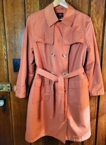 Gallery Women's XL Double Breasted Trench Coat W/Quilt Liner Rust Orange Vintage - Picture 1 of 7