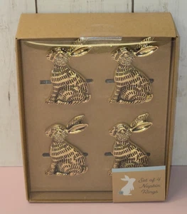 2025 Target Bullseye Set of 4 Gold Metal Bunny Rabbit Easter Napkin Rings NEW - Picture 1 of 10